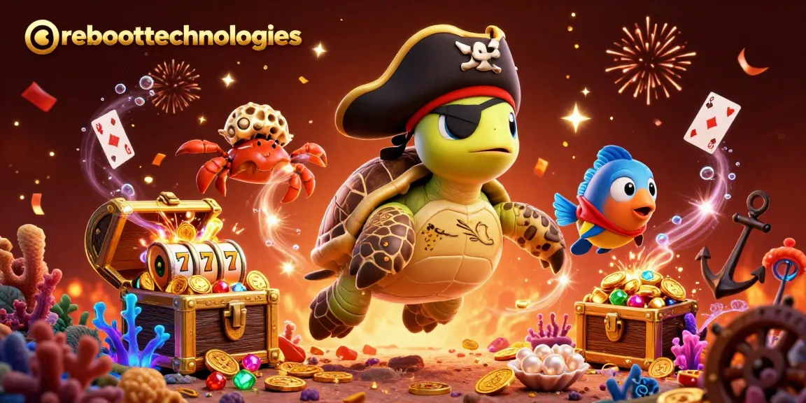 Play casino slots with reboottechnologies as a pirate turtle, crab, and fish find treasures.