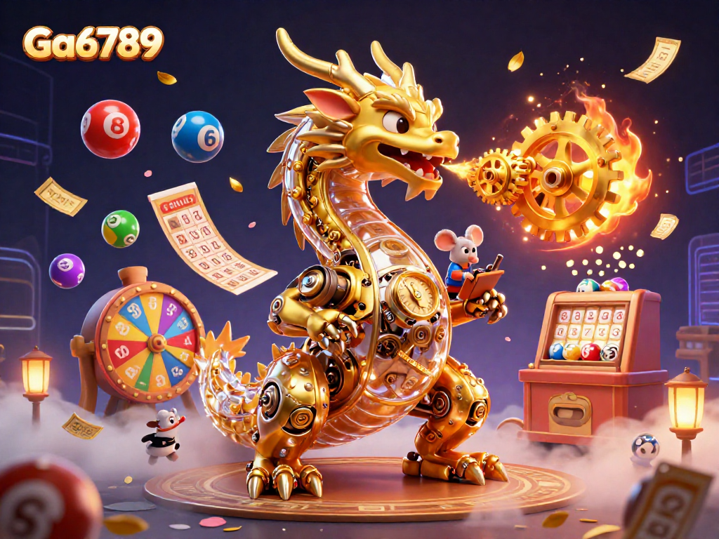 Engage in winning lottery excitement with Ga6789's vibrant 3D illustration of game elements.