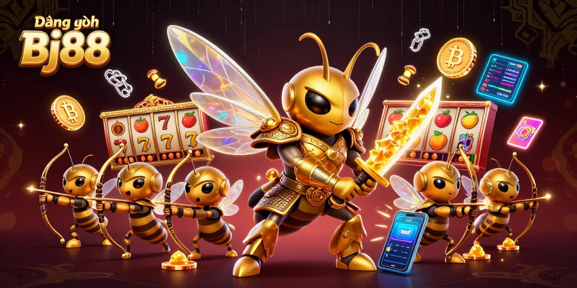 Engage in Đăng ký Bj88 with vibrant casino symbols, attracting big wins in 3D artwork.