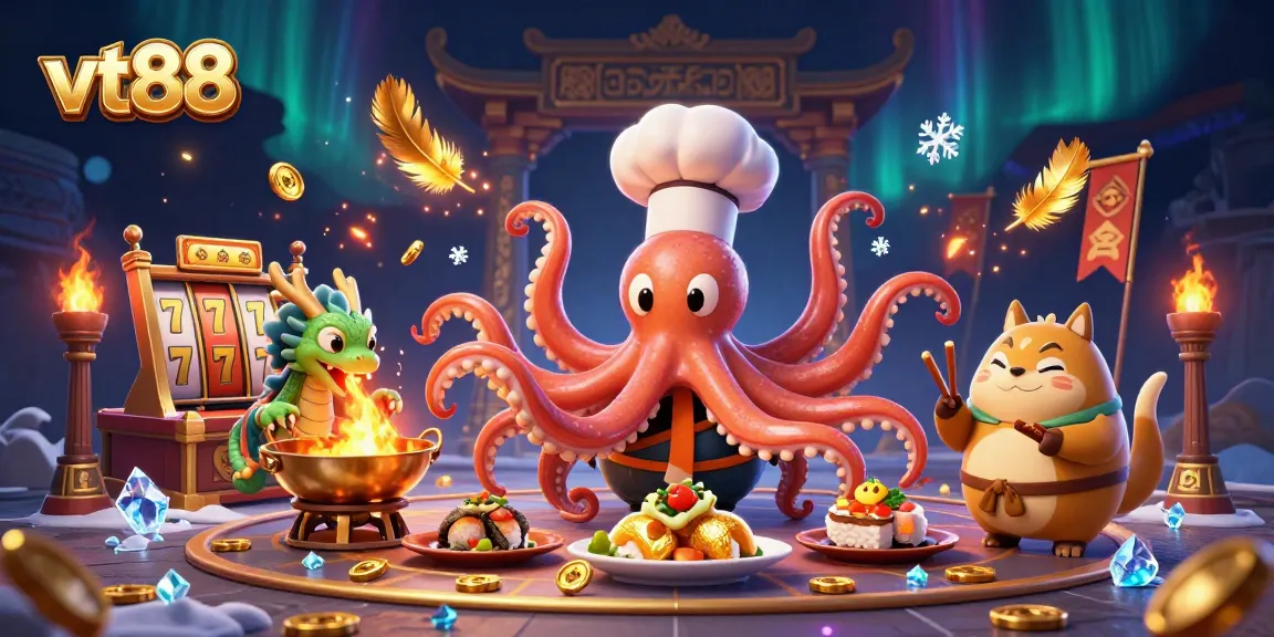 Engage with thrilling games at vt88 while a chef octopus prepares golden dishes!
