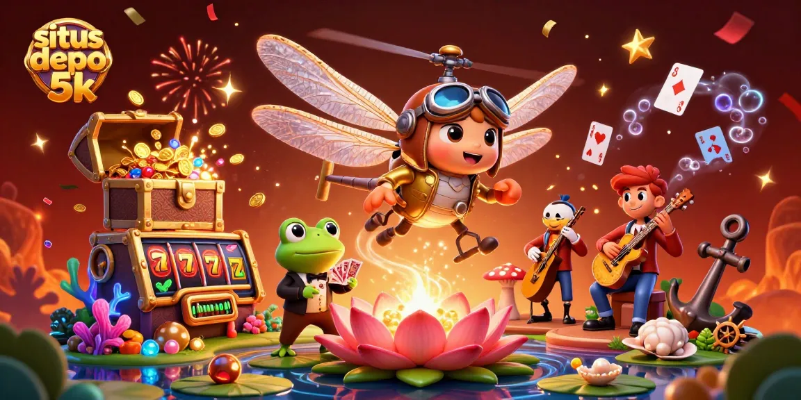 Spin for big wins at situs depo 5k with 3D casino scenes featuring vibrant slot elements and lively characters.