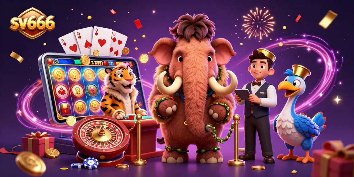 Experience the excitement at sv666 with vibrant slot games and dynamic characters in a lively casino scene.