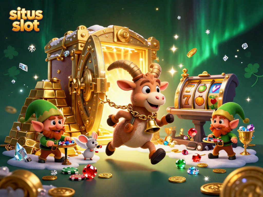 Engage with situs slot activities in a vibrant holiday-themed casino scene full of excitement.