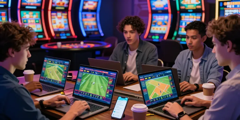 Excited users engaging with lotus365 online sports betting and casino games.