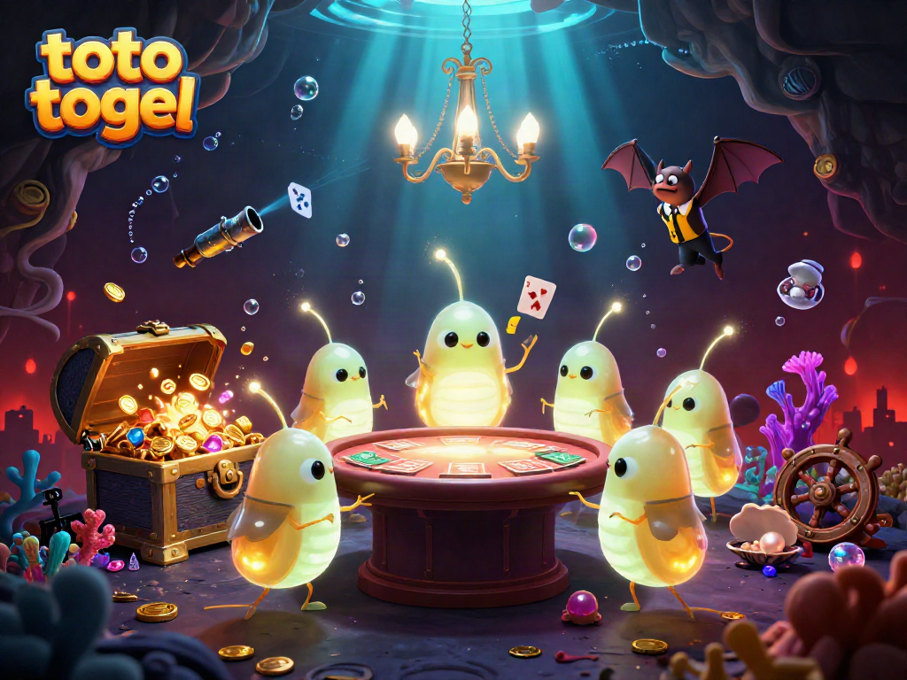 Experience thrilling toto togel moments with glowworms illuminating a vibrant cave casino.