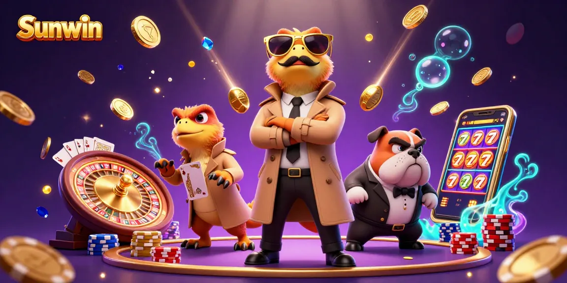 Experience Sunwin's exciting gaming adventure with raptors entering a VIP casino lounge.