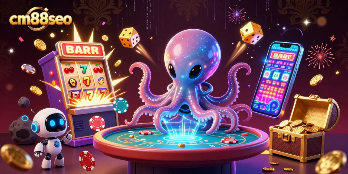 Join the excitement of cm88seo's vibrant casino universe with a thrilling alien poker scene.
