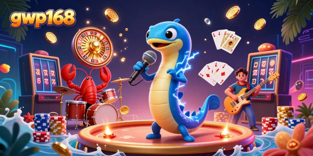 Menggali pengalaman bermain Kasino Live dengan gwp168 melalui ilustrasi kasino bawah laut penuh warna.