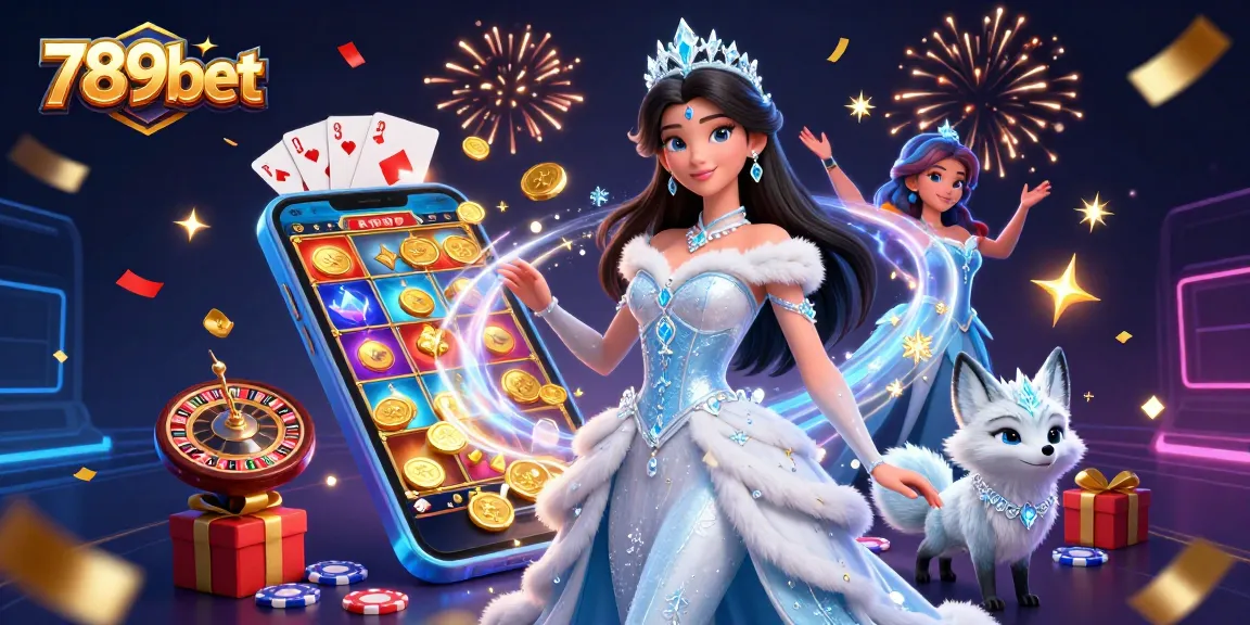 Engage with dynamic gameplay at 789bet, featuring a stunning ice queen and lively casino elements.