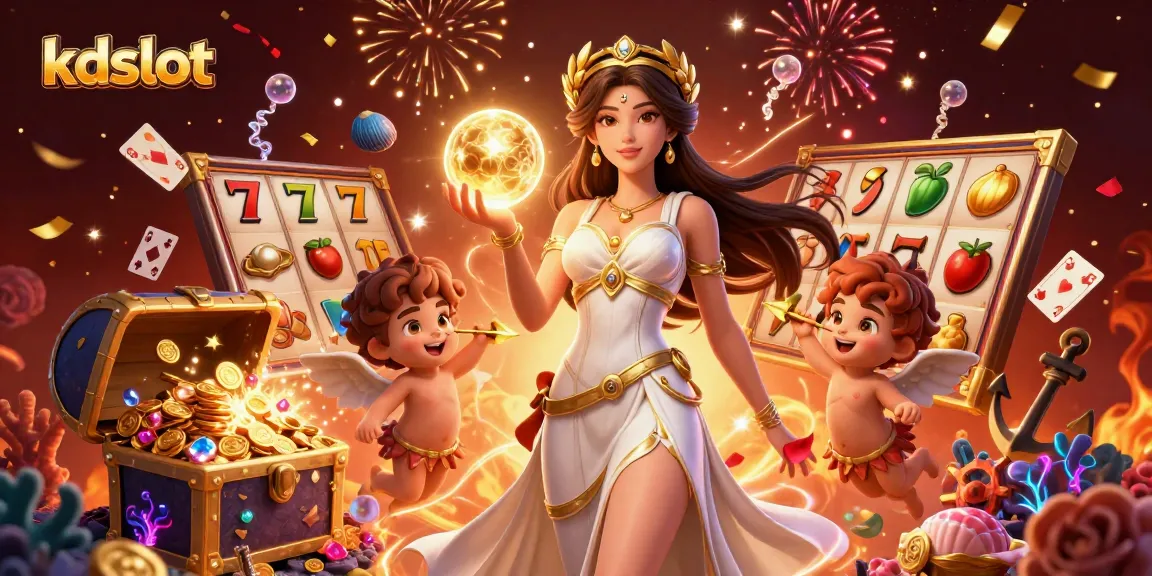 Engage in thrilling kdslot gameplay with stunning visuals of a Grecian goddess and dynamic slot elements.