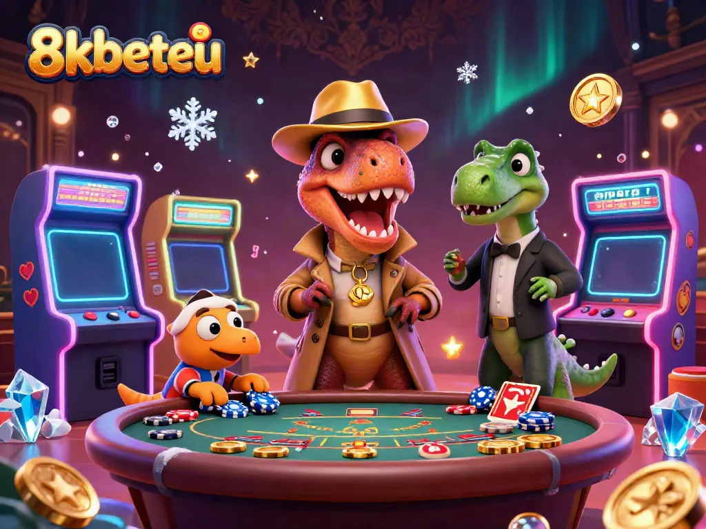 Experience thrilling gambling action at 8kbeteu with a velociraptor card counter, perfect for a casino adventure.