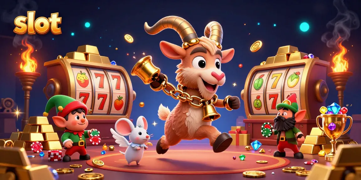 Spin the slot reels in a vibrant casino scene with festive characters and dynamic energy.