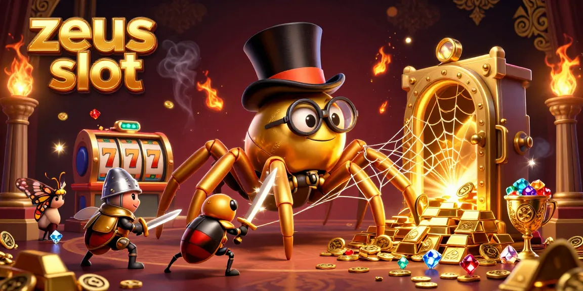 Experience zeus slot excitement with dynamic 3D characters amidst rich casino themes and treasures.