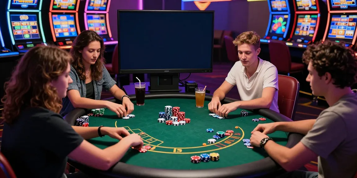 Akunjp gaming scene showing friends enjoying casino games together.