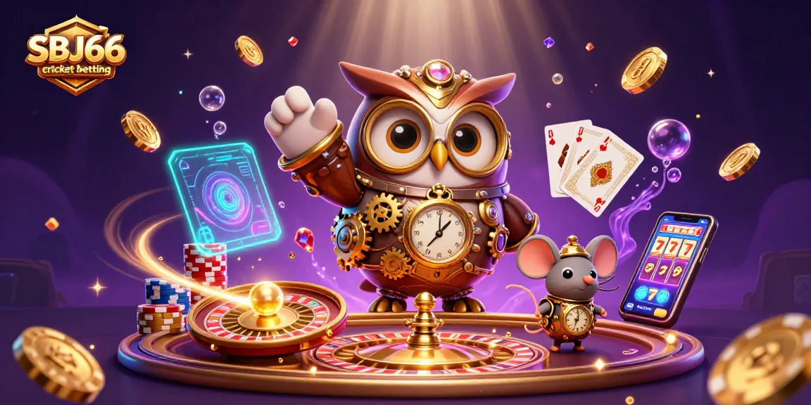 Engage in SBJ66 cricket betting with a thrilling 3D casino illustration bursting with action.
