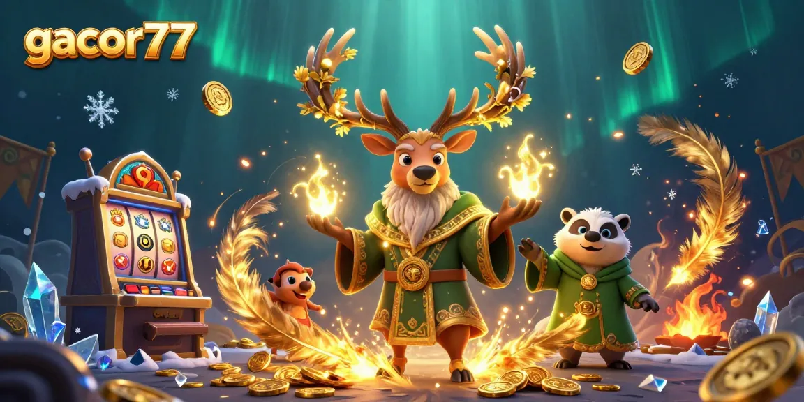 Mainkan gacor77 dengan permainan slot menarik dan beragam elemen menonjol dalam ilustrasi