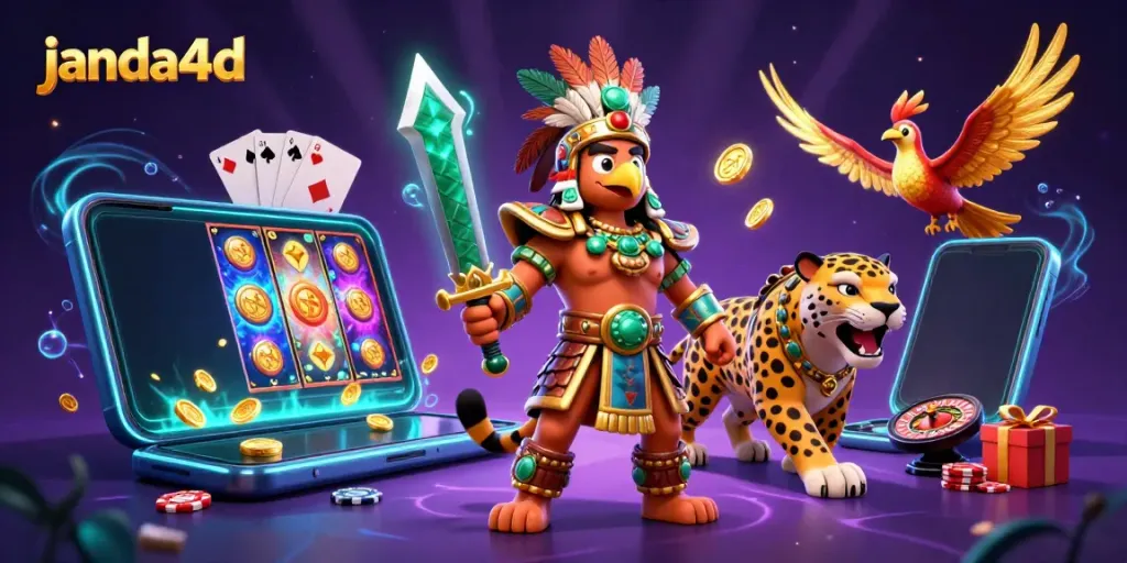 Slot online janda4d menampilkan petualangan karakter Aztec dalam suasana menang jackpot.