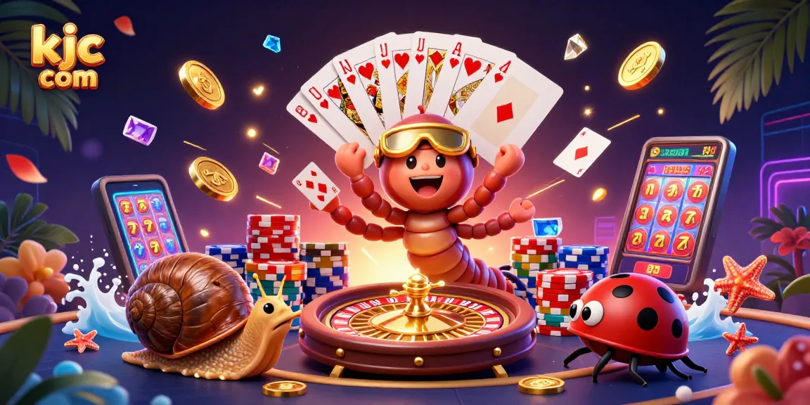 Join the action at kjc com with playful 3D characters in an exciting casino scene filled with vibrant gaming elements.