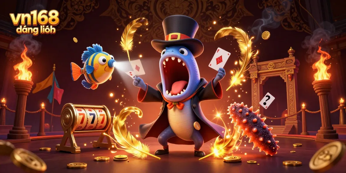 Experience vn168 đăng nhập with vibrant 3D characters in a magical casino environment.
