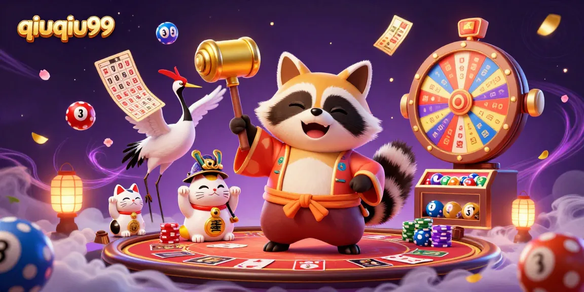 Experience the thrilling world of qiuqiu99 with vibrant poker elements and lucky symbols in this dynamic casino scene.