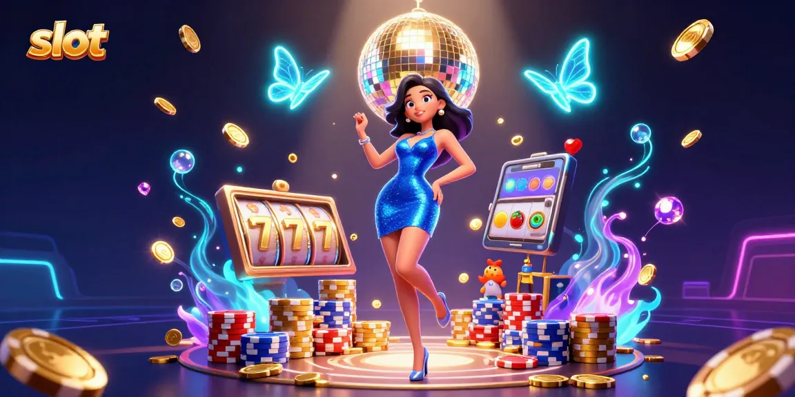 Experience the thrill of slot games with dynamic characters, vibrant coins, and lucky symbols.
