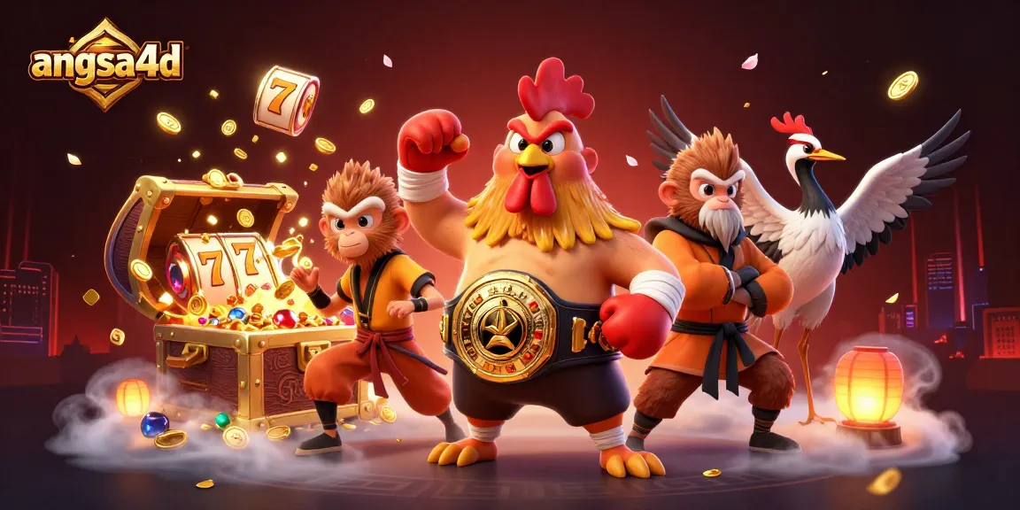 Play winning slots at angsa4d with exciting characters amidst vibrant casino elements.