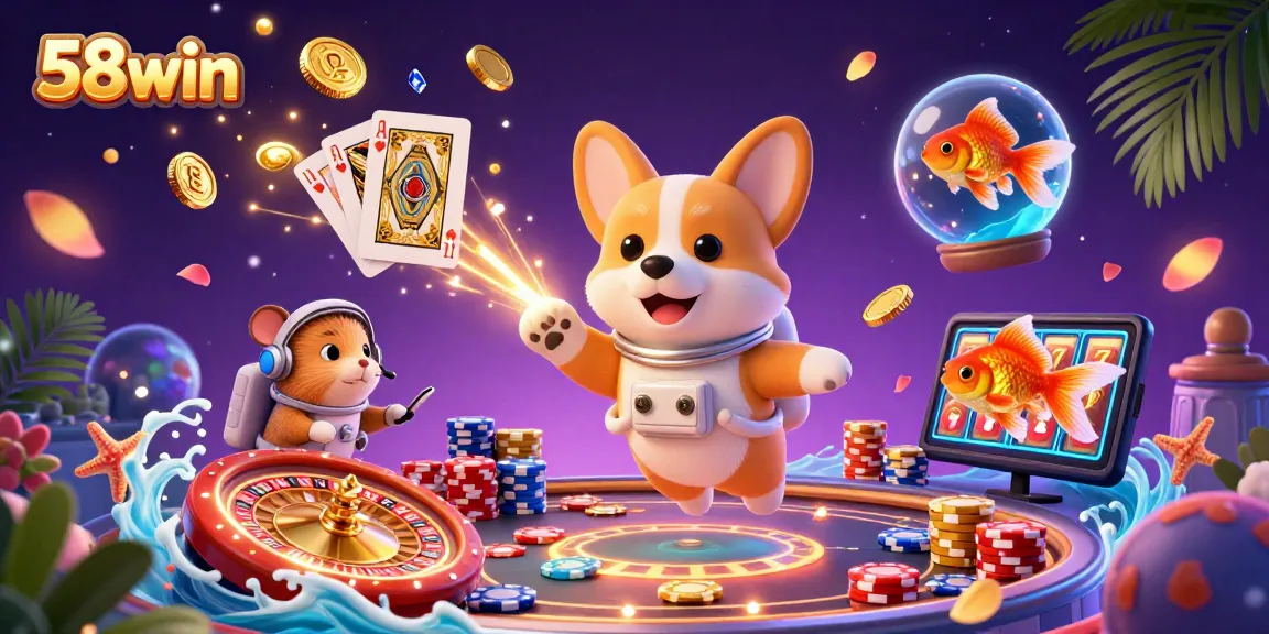 Experience exciting gameplay with 58win in this immersive casino illustration featuring vibrant characters and action.