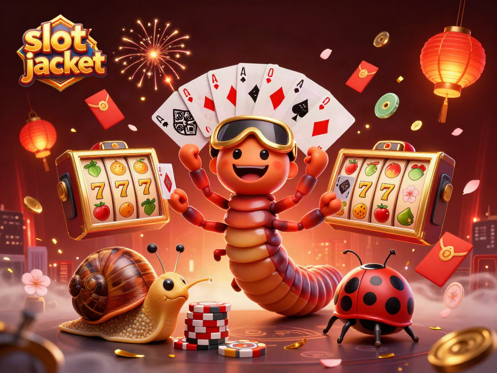 Engage in slot jackpot excitement with a whimsical dealer and vibrant casino elements