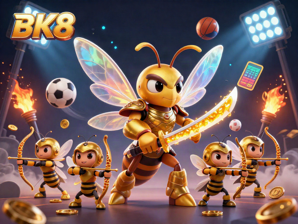 Experience thrilling BK8 sports betting with dynamic elements in a vibrant 3D casino scene.