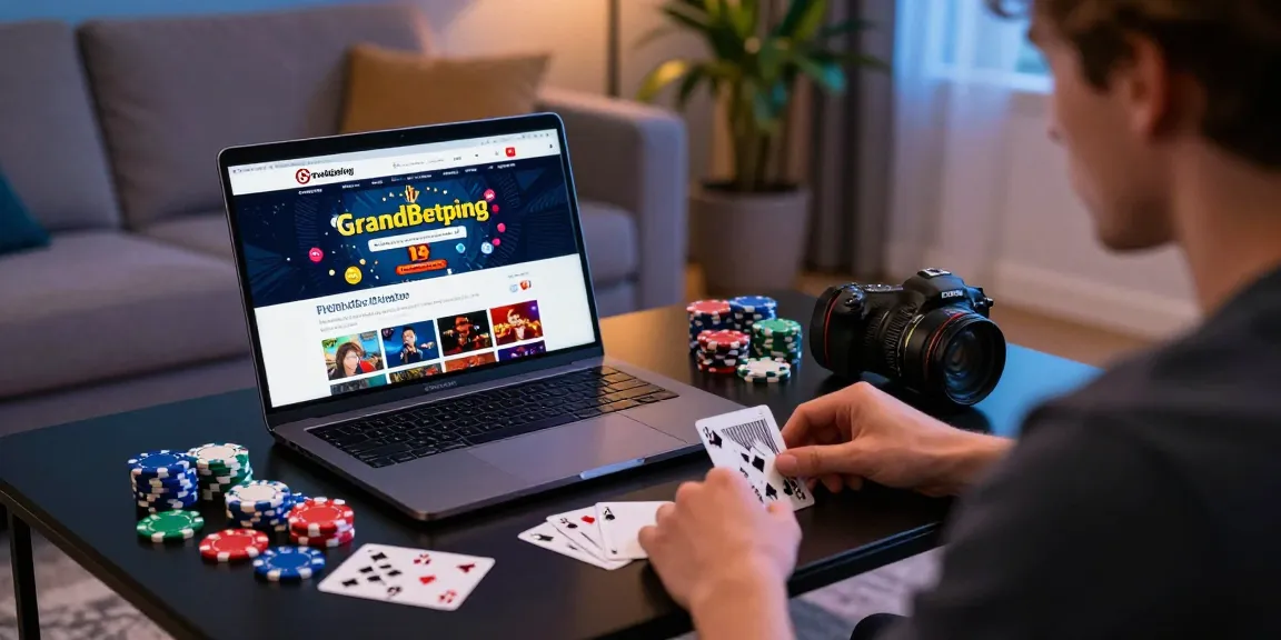 Engaged player enjoying Grandbetting platform in a stylish gaming room.