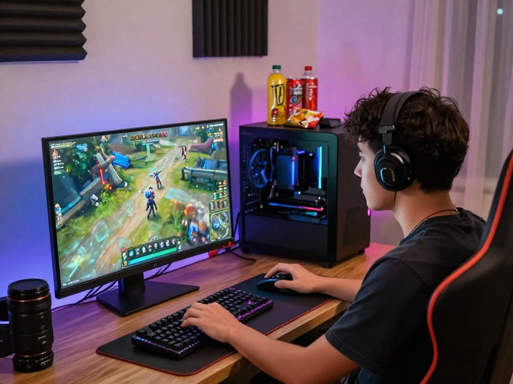 Player engaged in gaming at home, showcasing the vibrant atmosphere of mpocash.blog.