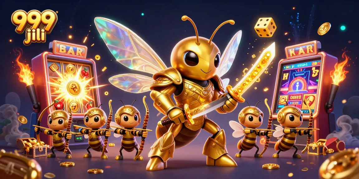 Engage in thrilling gameplay at 999 jili with a vibrant casino scene featuring a golden hornet.