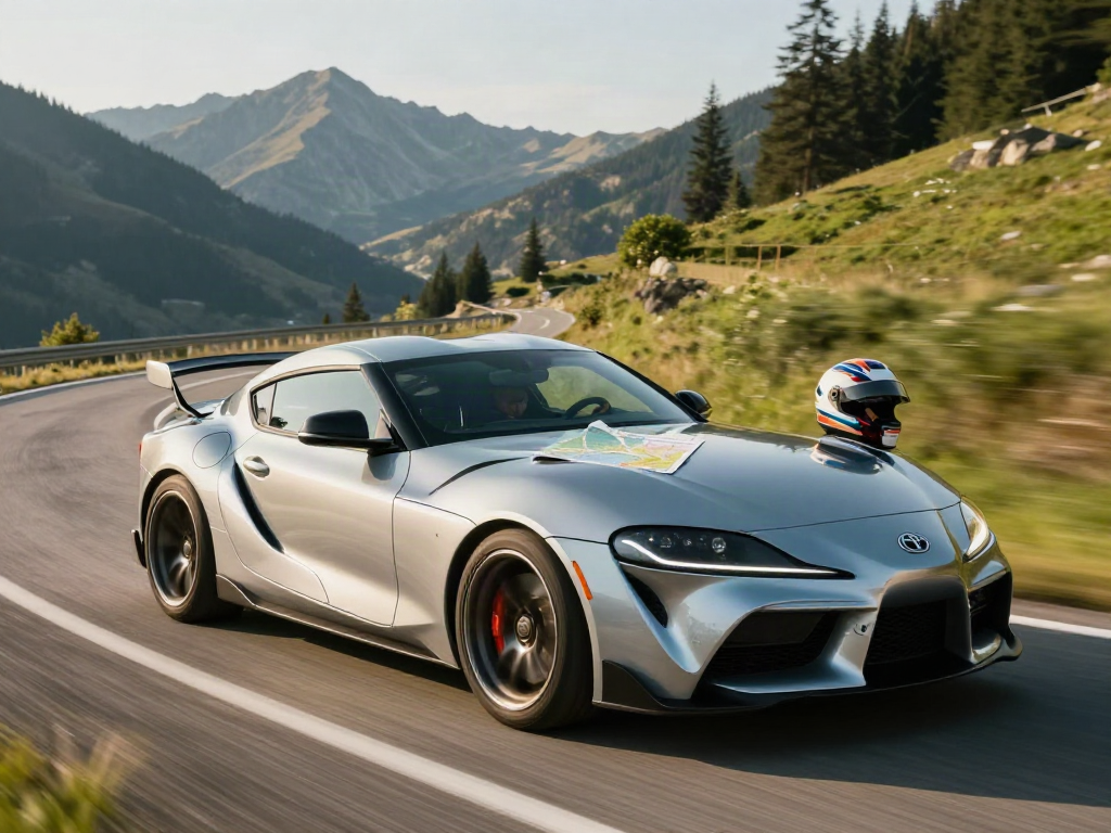 The A80 platform driving experience captured on a mountain road with a dynamic Toyota Supra A80.