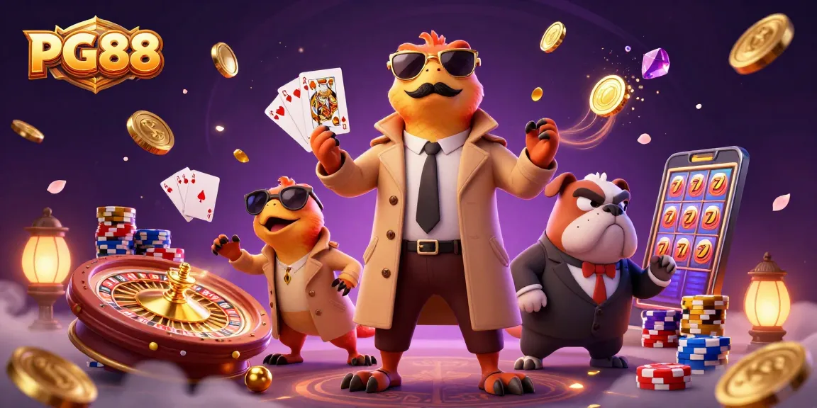 Experience the thrill at PG88 with raptors in disguise entering a VIP casino while surrounded by dazzling elements.
