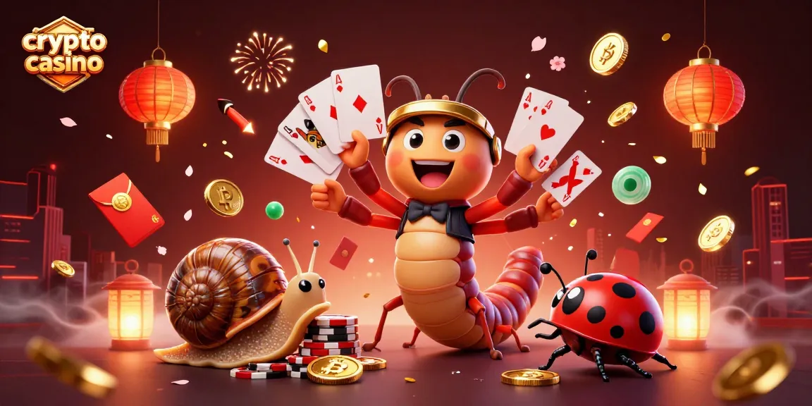 Enjoy an exciting crypto casino scene with vibrant characters and themed elements celebrating wins.