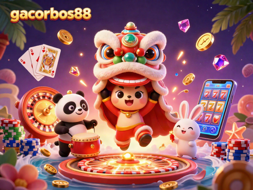 Engage with gacorbos88's vibrant slot experience featuring unique characters and lively game elements.