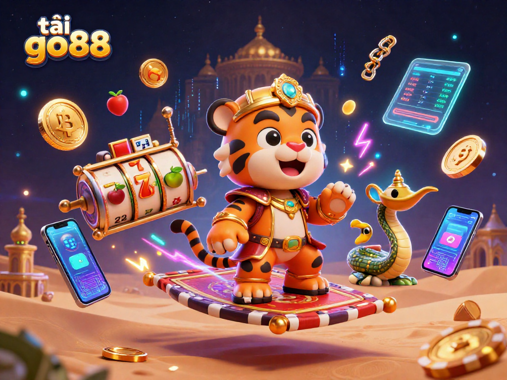Engage with exciting gameplay as you tải go88 from a vibrant 3D casino illustration featuring thrilling gaming elements.