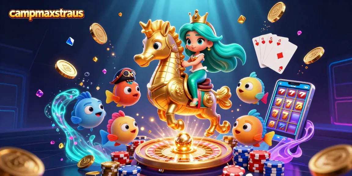 Mainkan slot gacor di campmaxstraus dengan ilustrasi dinamis pangeran putri dan seahorse yang megah.