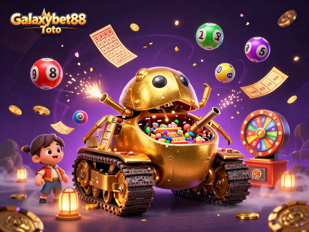 Play exciting games at Galaxybet88 Toto with a vibrant casino inside a golden beetle tank.