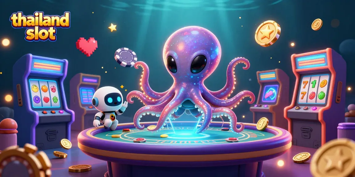Experience thrilling gameplay in thailand slot as vibrant characters engage at a holographic poker table.