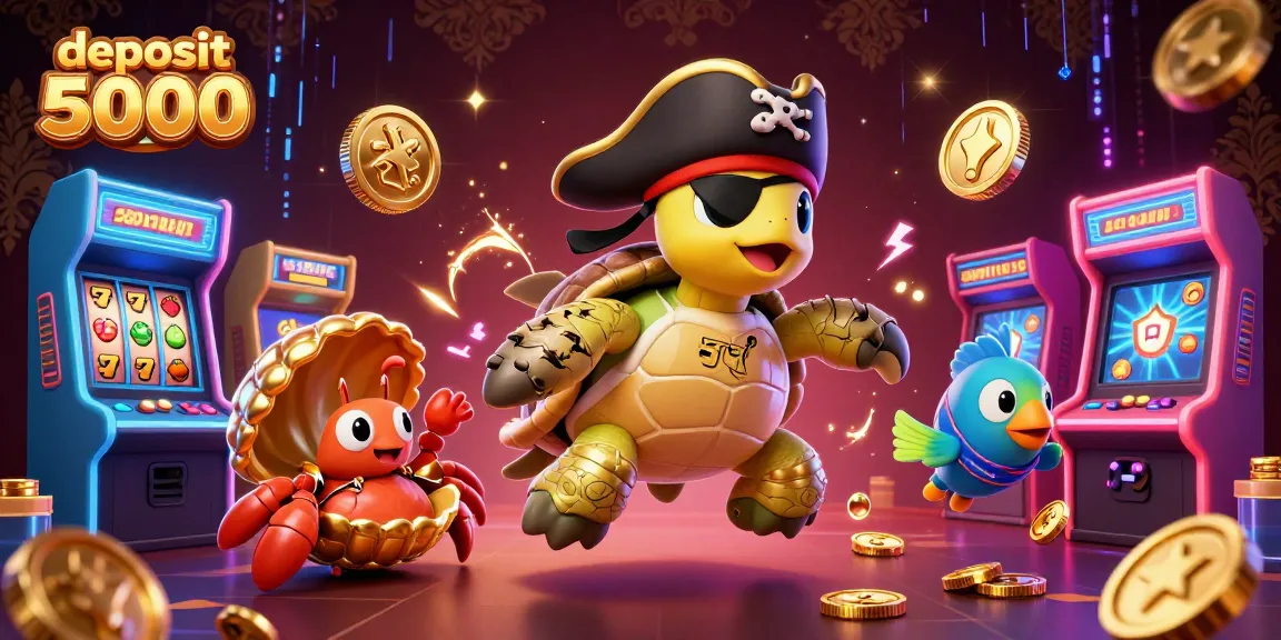 Spin and win with deposit 5000 in a vibrant casino scene featuring playful characters and exciting game elements.