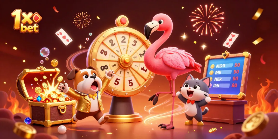 Experience the thrill of 1x bet while enjoying a vibrant 3D casino illustration with engaging characters.