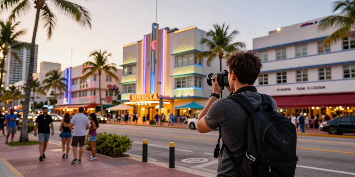 Seorang penjelajah di Miami, mengabadikan keindahan kota dengan latar neon di https://miami4d.com/.