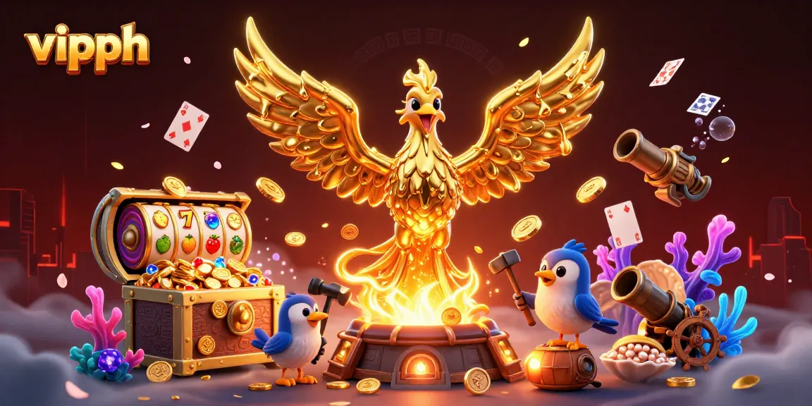 Win big with the vipph online casino's golden phoenix and dynamic gaming elements in an exciting casino setting.