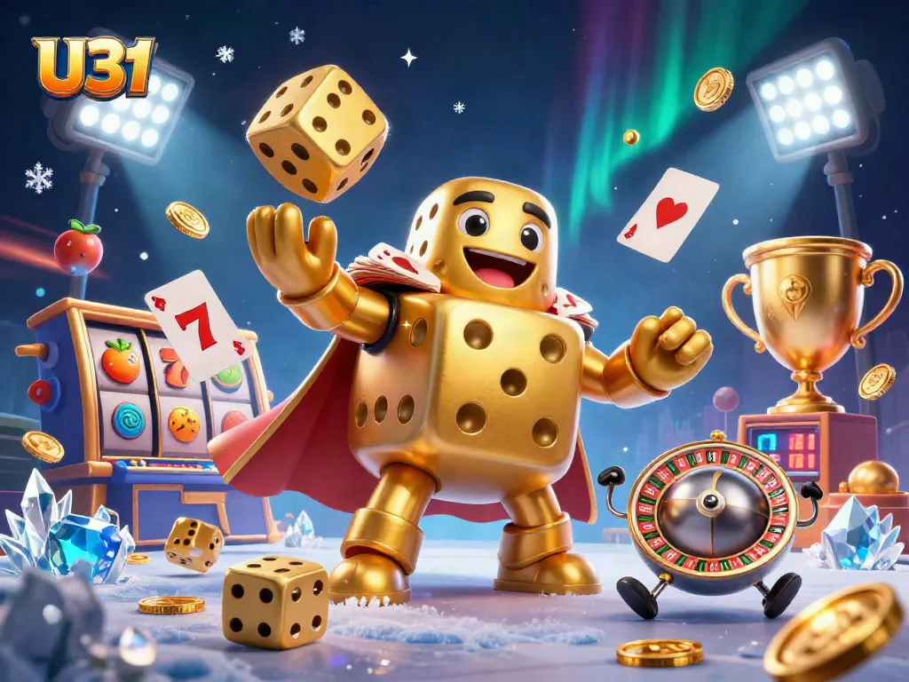 Engage with U31's exciting slot games featuring golden dice and dynamic playful elements.