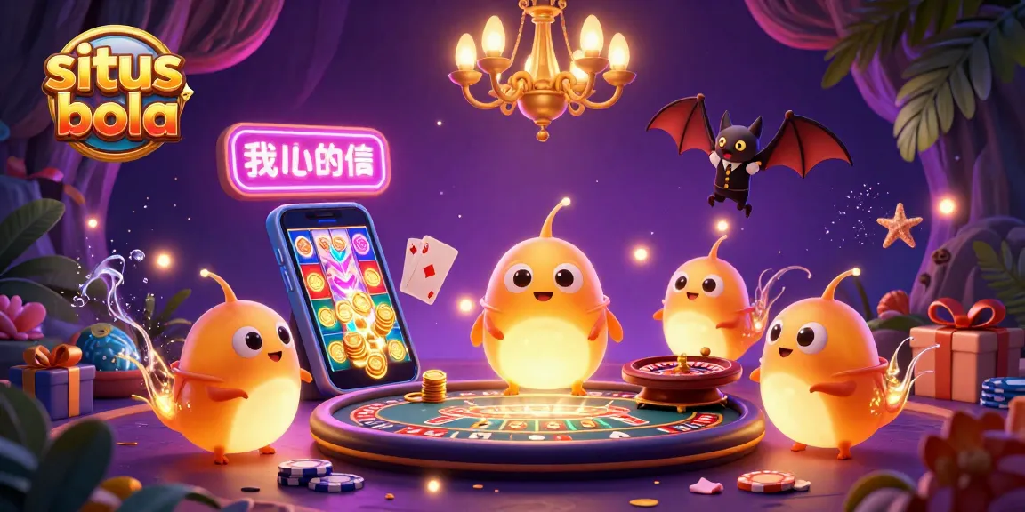 Experience the excitement of situs bola with glowworms lighting a vibrant casino scene.