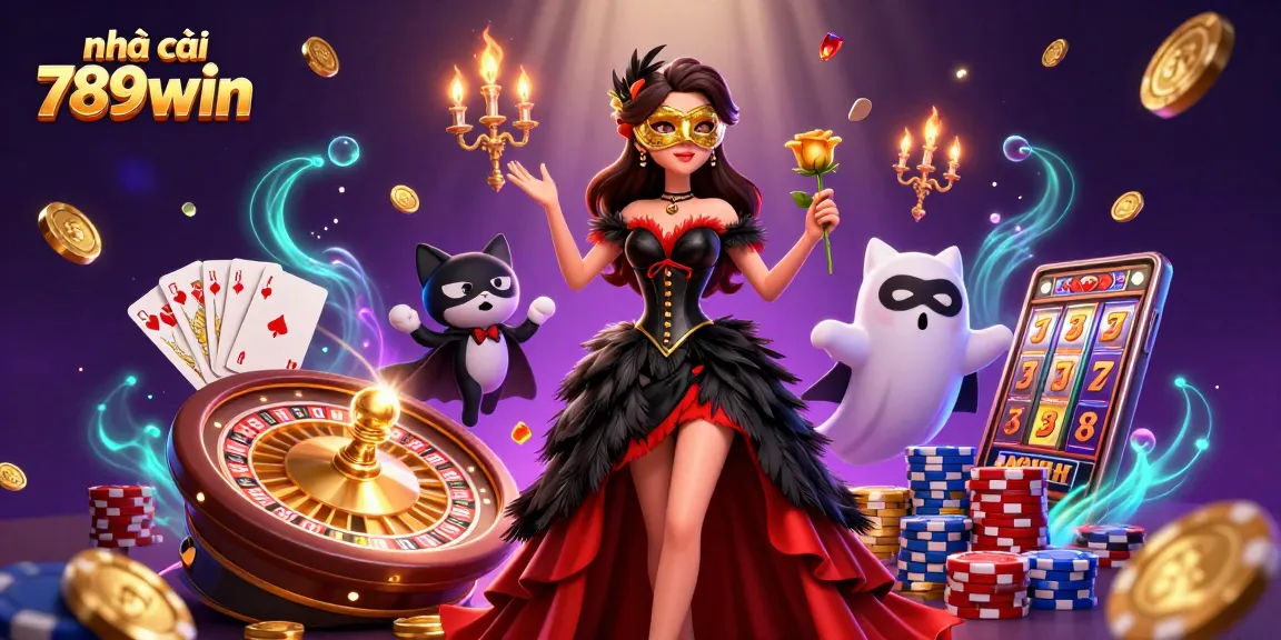 Engage in thrilling action at nhà cái 789win with captivating casino games illustrated in a stunning scene.