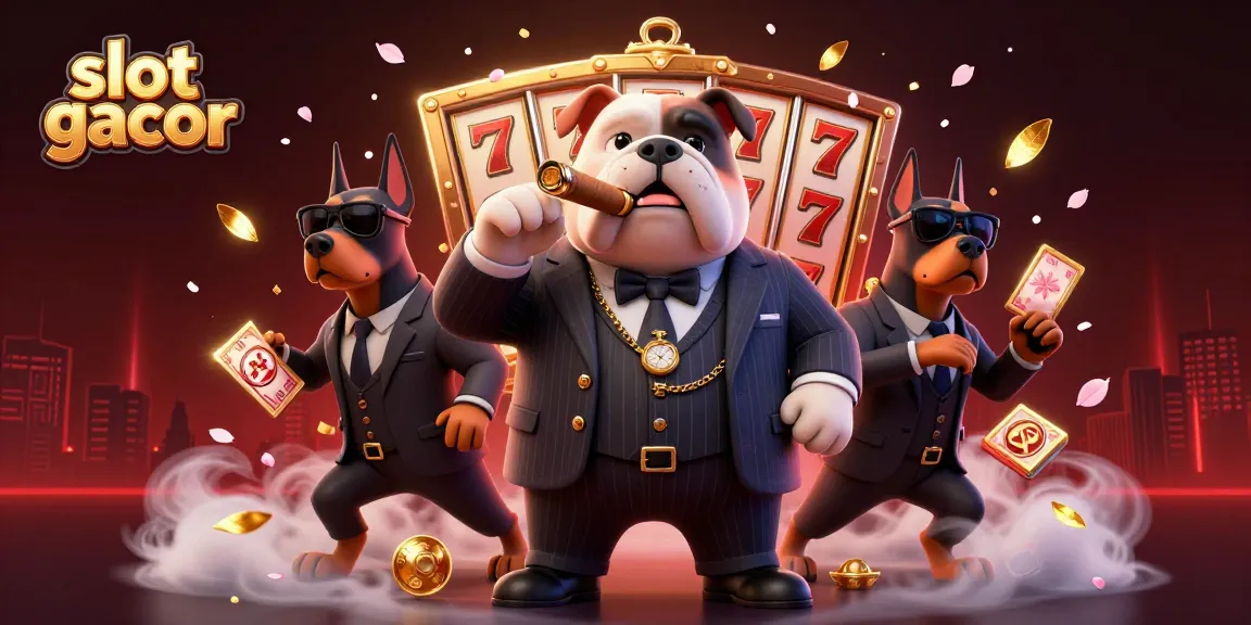 Experience winning with slot gacor as mafia dog and bodyguards celebrate jackpots.