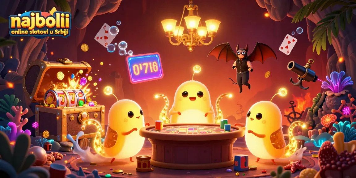 Experience the thrill of najbolji online slotovi u Srbiji in a vibrant 3D casino scene filled with glowworms.