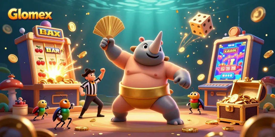 Engage with Glomex's thrilling slot gaming experience featuring a vibrant jackpot scene.